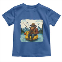 Funny Bigfoot Fishing Toddler T Shirt Sasquatch Sitting Rubber Duckie Cruise - Wonder Print Shop