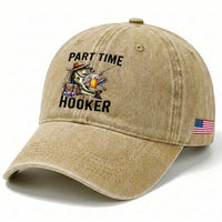 Part Time Hooker Washed Cotton Baseball Cap Funny Bass Fishing Beer Joke