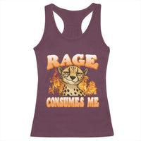 Cool Cheetah Racerback Tank Top Funny Range Consumes Me Sarcastic Wild Animal - Wonder Print Shop