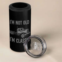 I'm Not Old I'm Classic 4 in 1 Can Cooler Tumbler Retro Needlenose Semi Truck Old School Distressed Big Rig 18 Wheeler