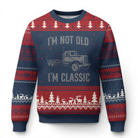 I'm Not Old I'm Classic Ugly Christmas Sweater Retro Needlenose Semi Truck Old School Distressed Big Rig 18 Wheeler