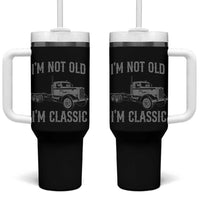 I'm Not Old I'm Classic Tumbler With Handle Retro Needlenose Semi Truck Old School Distressed Big Rig 18 Wheeler