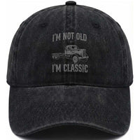 I'm Not Old I'm Classic Washed Cotton Baseball Cap Retro Needlenose Semi Truck Old School Distressed Big Rig 18 Wheeler