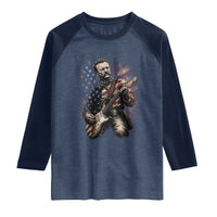 Teddy Roosevelt Playing Guitar 4th of July Raglan Shirt
