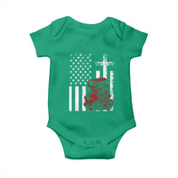 Classic Big Block Blower Baby Onesie Patriotic Racing Engine American Flag Christian Cross