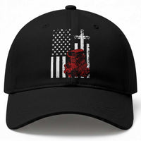 Classic Big Block Blower Baseball Cap Patriotic Racing Engine American Flag Christian Cross