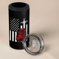 Classic Big Block Blower 4 in 1 Can Cooler Tumbler Patriotic Racing Engine American Flag Christian Cross