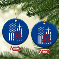 Classic Big Block Blower Ceramic Ornament Patriotic Racing Engine American Flag Christian Cross