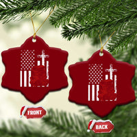 Classic Big Block Blower Ceramic Ornament Patriotic Racing Engine American Flag Christian Cross
