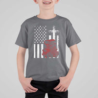 Classic Big Block Blower T Shirt For Kid Patriotic Racing Engine American Flag Christian Cross