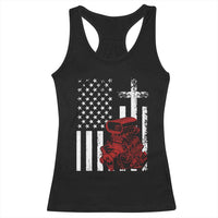 Classic Big Block Blower Racerback Tank Top Patriotic Racing Engine American Flag Christian Cross
