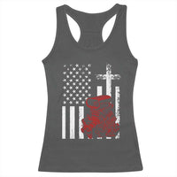 Classic Big Block Blower Racerback Tank Top Patriotic Racing Engine American Flag Christian Cross