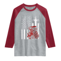 Classic Big Block Blower Raglan Shirt Patriotic Racing Engine American Flag Christian Cross