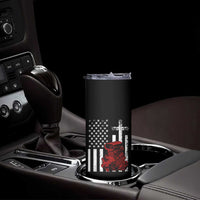 Classic Big Block Blower Skinny Tumbler Patriotic Racing Engine American Flag Christian Cross
