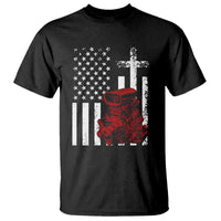 Classic Big Block Blower T Shirt Patriotic Racing Engine American Flag Christian Cross