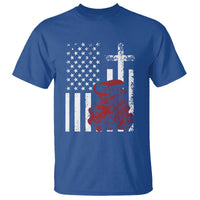 Classic Big Block Blower T Shirt Patriotic Racing Engine American Flag Christian Cross
