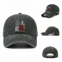Classic Big Block Blower Washed Cotton Baseball Cap Patriotic Racing Engine American Flag Christian Cross