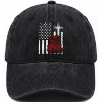 Classic Big Block Blower Washed Cotton Baseball Cap Patriotic Racing Engine American Flag Christian Cross