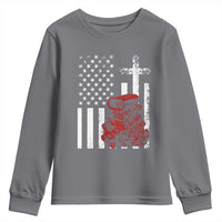 Classic Big Block Blower Youth Sweatshirt Patriotic Racing Engine American Flag Christian Cross