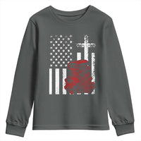 Classic Big Block Blower Youth Sweatshirt Patriotic Racing Engine American Flag Christian Cross