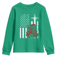 Classic Big Block Blower Youth Sweatshirt Patriotic Racing Engine American Flag Christian Cross