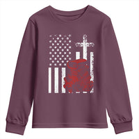 Classic Big Block Blower Youth Sweatshirt Patriotic Racing Engine American Flag Christian Cross