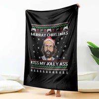 Stranger Christmas Throw Blanket Santa Murray Kiss My Jolly Ass - Wonder Print Shop