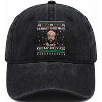 Stranger Christmas Washed Cotton Baseball Cap Santa Murray Kiss My Jolly Ass