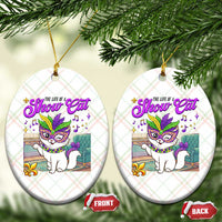 Cute Mardi Gras Cat Ceramic Ornament The Life Of The Showgirl