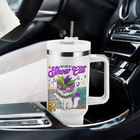 Cute Mardi Gras Cat Tumbler With Handle The Life Of The Showgirl