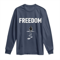 Penguin Freedom Long Sleeve Shirt Funny Nihilist Penguin Hiking Mountains