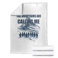 Funny Nihilist Penguin Hiking Throw Blanket The Mountains Are Calling Me