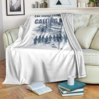 Funny Nihilist Penguin Hiking Throw Blanket The Mountains Are Calling Me