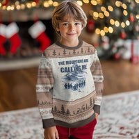 Funny Nihilist Penguin Hiking Ugly Christmas Sweater The Mountains Are Calling Me