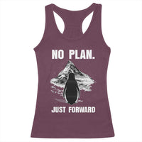 Nihilist Penguin Hiking Meme Racerback Tank Top No Plan Just Forward