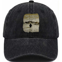 Nihilist Penguin Hiking Meme Washed Cotton Baseball Cap They Survived He Lived