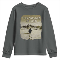 Nihilist Penguin Hiking Meme Youth Sweatshirt They Survived He Lived