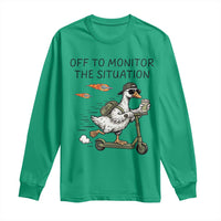 Funny Goose Support Freedom Meme Long Sleeve Shirt Off To Monitor The Situation