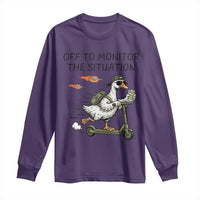 Funny Goose Support Freedom Meme Long Sleeve Shirt Off To Monitor The Situation