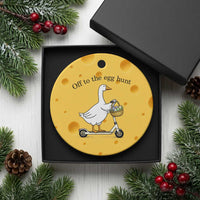Off To The Egg Hunt Ceramic Ornament Funny Easter Goose