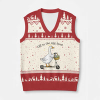 Off To The Egg Hunt V-Neck Knit Sweater Vest Funny Easter Goose