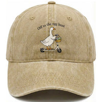 Off To The Egg Hunt Washed Cotton Baseball Cap Funny Easter Goose