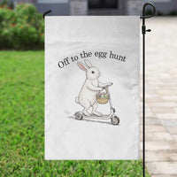 Off To The Egg Hunt Garden Flag Funny Easter Bunny