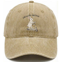 Off To The Egg Hunt Washed Cotton Baseball Cap Funny Easter Bunny