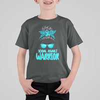 Sexual Assault Awareness Messy Bun Support Survivors T Shirt For Kid