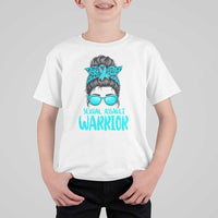 Sexual Assault Awareness Messy Bun Support Survivors T Shirt For Kid
