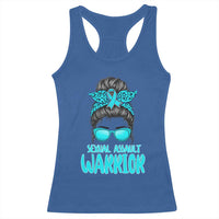 Sexual Assault Awareness Messy Bun Support Survivors Racerback Tank Top