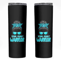 Sexual Assault Awareness Messy Bun Support Survivors Skinny Tumbler