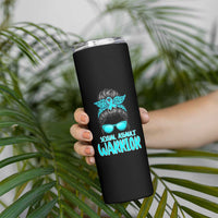 Sexual Assault Awareness Messy Bun Support Survivors Skinny Tumbler