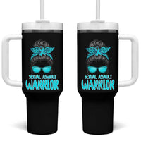 Sexual Assault Awareness Messy Bun Support Survivors Tumbler With Handle
